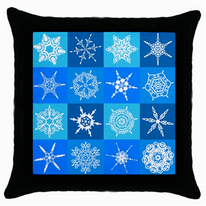 Xmas Christmas Pattern Snow Background Blue Decoration Throw Pillow Case (Black)