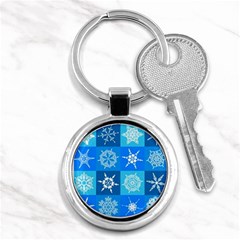 Xmas Christmas Pattern Snow Background Blue Decoration Key Chain (round) by danenraven