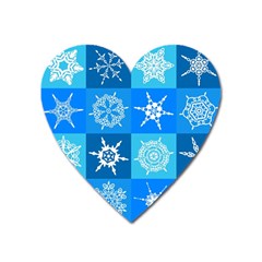 Xmas Christmas Pattern Snow Background Blue Decoration Heart Magnet by danenraven