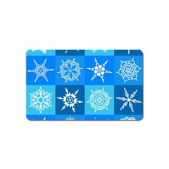 Xmas Christmas Pattern Snow Background Blue Decoration Magnet (name Card) by danenraven