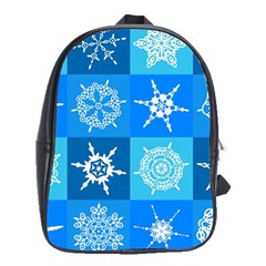 Xmas Christmas Pattern Snow Background Blue Decoration School Bag (xl) by danenraven