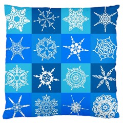 Xmas Christmas Pattern Snow Background Blue Decoration Large Flano Cushion Case (one Side) by danenraven