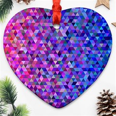 Abstract Triangle Tile Mosaic Pattern Heart Ornament (two Sides) by danenraven