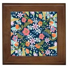 Flower Floral Background Painting Framed Tile