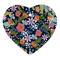 Flower Floral Background Painting Ornament (Heart)