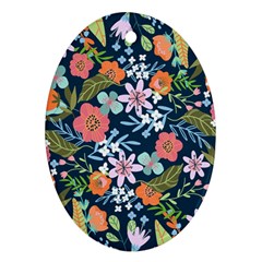 Flower Floral Background Painting Oval Ornament (Two Sides)