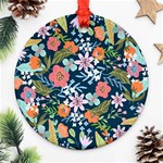 Flower Floral Background Painting Ornament (Round) Front