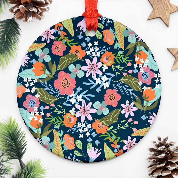 Flower Floral Background Painting Ornament (Round)