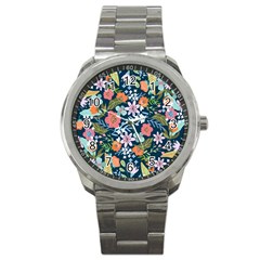 Flower Floral Background Painting Sport Metal Watch by danenraven