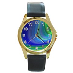 Space Design Abstract Sky Storm Round Gold Metal Watch by danenraven