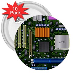 Illustration Motherboard Pc Computer 3  Buttons (10 Pack) 