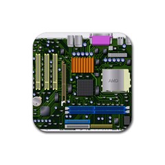 Illustration Motherboard Pc Computer Rubber Coaster (square) by danenraven