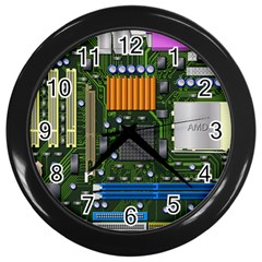 Illustration Motherboard Pc Computer Wall Clock (black) by danenraven