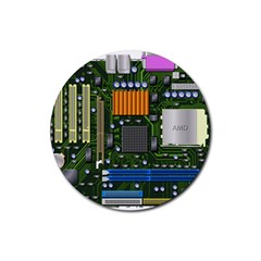 Illustration Motherboard Pc Computer Rubber Coaster (round) by danenraven