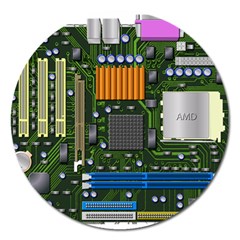 Illustration Motherboard Pc Computer Magnet 5  (round)