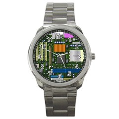 Illustration Motherboard Pc Computer Sport Metal Watch by danenraven