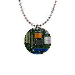 Illustration Motherboard Pc Computer 1  Button Necklace