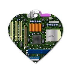 Illustration Motherboard Pc Computer Dog Tag Heart (two Sides) by danenraven