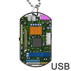 Illustration Motherboard Pc Computer Dog Tag Usb Flash (one Side) by danenraven