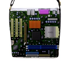 Illustration Motherboard Pc Computer Flap Closure Messenger Bag (l) by danenraven