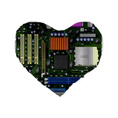 Illustration Motherboard Pc Computer Standard 16  Premium Flano Heart Shape Cushions by danenraven