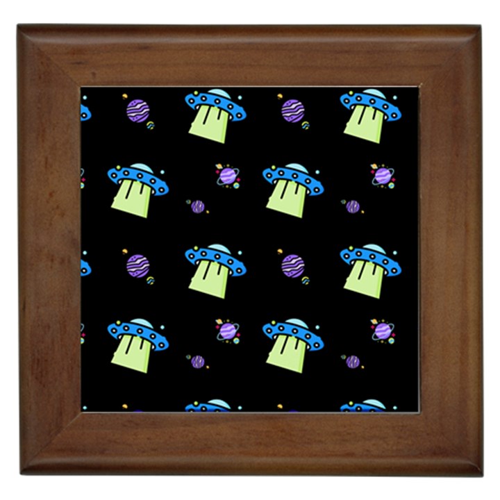 Galaxy Cosmos Rocket Spaceship Ufo Framed Tile