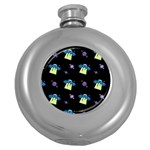 Galaxy Cosmos Rocket Spaceship Ufo Round Hip Flask (5 oz) Front