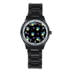 Galaxy Cosmos Rocket Spaceship Ufo Stainless Steel Round Watch