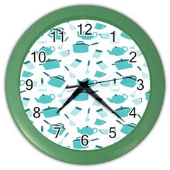 Kitchen Utensiles Cooking Pots Color Wall Clock by Wegoenart