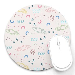 Galaxy Spaceship Patternstar Round Mousepads by Wegoenart