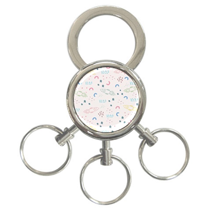 Galaxy Spaceship Patternstar 3-Ring Key Chain