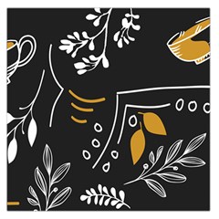 Leaves Coffee Digital Paper Cup Square Satin Scarf (36  x 36 )