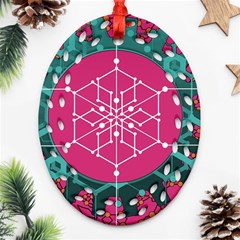 Blockchain Networking Digitization Oval Filigree Ornament (two Sides)