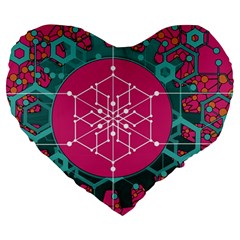 Blockchain Networking Digitization Large 19  Premium Heart Shape Cushions by Wegoenart