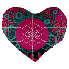 Blockchain Networking Digitization Large 19  Premium Flano Heart Shape Cushions by Wegoenart