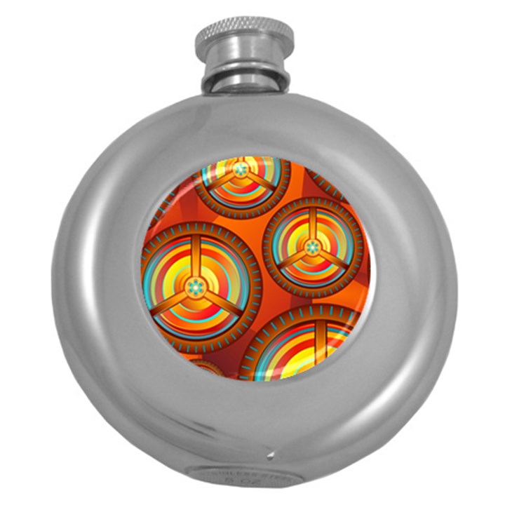 Shield Background Texture Pattern Round Hip Flask (5 oz)