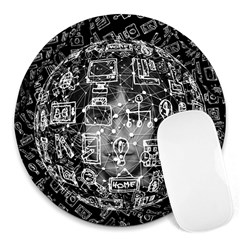 Background Burnout Template Doodle Round Mousepads by Wegoenart