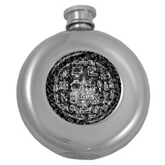 Background Burnout Template Doodle Round Hip Flask (5 Oz) by Wegoenart