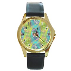 Ellipse Pattern Elliptical Abstract Round Gold Metal Watch by Wegoenart