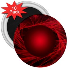 Red Abstract Scratched Doodle Grease 3  Magnets (10 Pack)  by Wegoenart