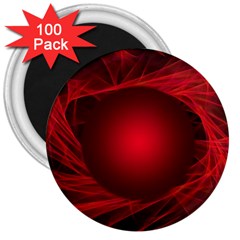 Red Abstract Scratched Doodle Grease 3  Magnets (100 Pack) by Wegoenart