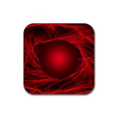 Red Abstract Scratched Doodle Grease Rubber Coaster (square) by Wegoenart