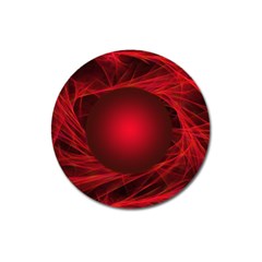 Red Abstract Scratched Doodle Grease Magnet 3  (round) by Wegoenart