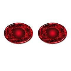 Red Abstract Scratched Doodle Grease Cufflinks (oval) by Wegoenart