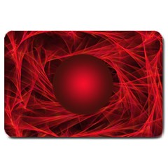 Red Abstract Scratched Doodle Grease Large Doormat  by Wegoenart