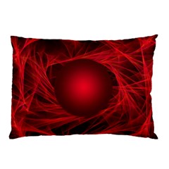 Red Abstract Scratched Doodle Grease Pillow Case by Wegoenart