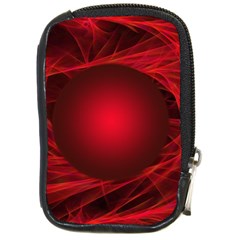 Red Abstract Scratched Doodle Grease Compact Camera Leather Case by Wegoenart