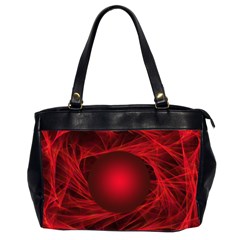 Red Abstract Scratched Doodle Grease Oversize Office Handbag (2 Sides) by Wegoenart