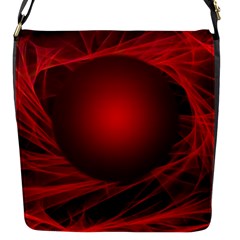 Red Abstract Scratched Doodle Grease Flap Closure Messenger Bag (s) by Wegoenart