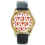 Fruit Round Gold Metal Watch Front